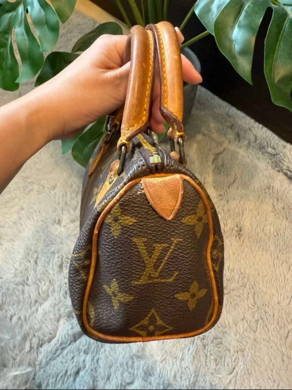 Louis Vuitton Brown Monogram Mini Top-Handle Bag with Pearl Charm